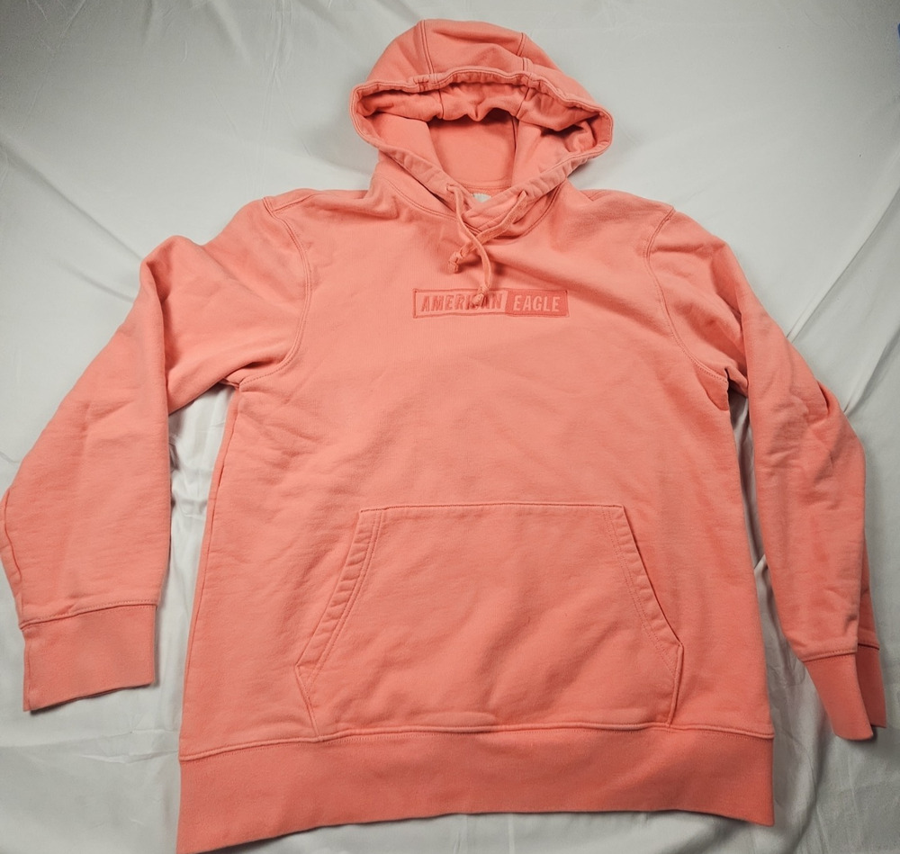 American Eagle Hoodie Men’s Medium Faded Coral Embroidered Logo